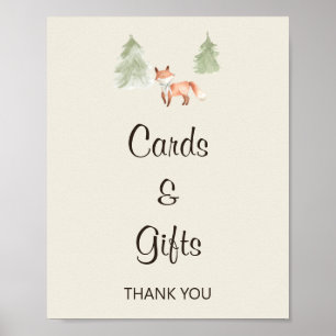 Woodland Fox Babyduschkarten & Geschenkschild Poster