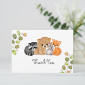 Woodland Fox Bear Raccoon Bunny Danke Karte (Stehend Vorderseite)