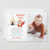 Woodland Fox Boho Birthday Foto Dankeschön Karte (Vorderseite)