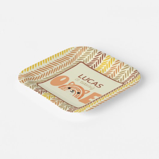 Woodland Fox Boho Rainbow Pappteller (Gewinkelt)