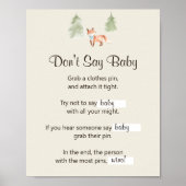Woodland Fox Boy Baby Shower Say Baby Game nicht Poster (Vorne)
