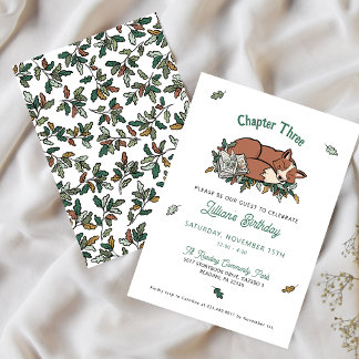 Woodland Fox Buch zum Geburtstag Einladung
