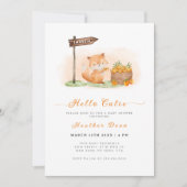 Woodland Fox Citrus Orange Farm Baby Dusche Einladung (Vorderseite)