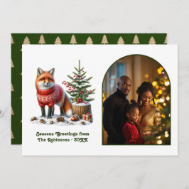 Woodland Fox Cozy Forest Christmas Magic Photo Feiertagskarte