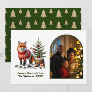 Woodland Fox Cozy Forest Weihnachtszauber Foto Feiertagskarte