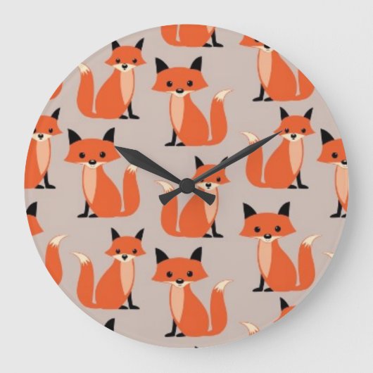Woodland fox cute retro whimsical hipster foxes große wanduhr (Vorderseite)