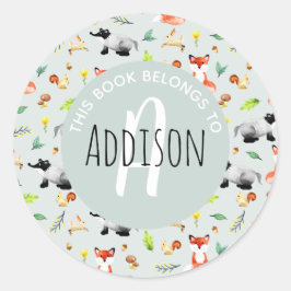 Woodland Fox Dieses Buch gehört dem Buchzeichen de Runder Aufkleber