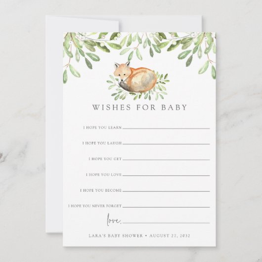 Woodland Fox Doppelseitiges Babyduschkarte Einladung (Vorderseite)