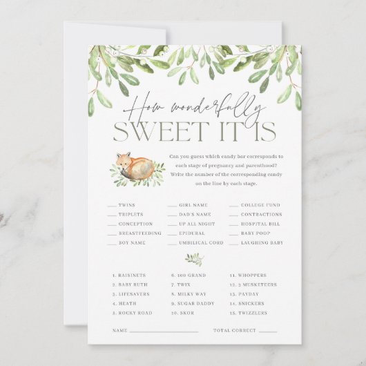 Woodland Fox Double Sided Baby Duschkarte Einladung (Vorderseite)