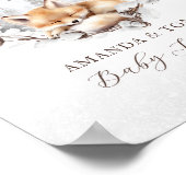 Woodland Fox Elegant Winter Baby Dusche Willkommen Poster (Ecke)