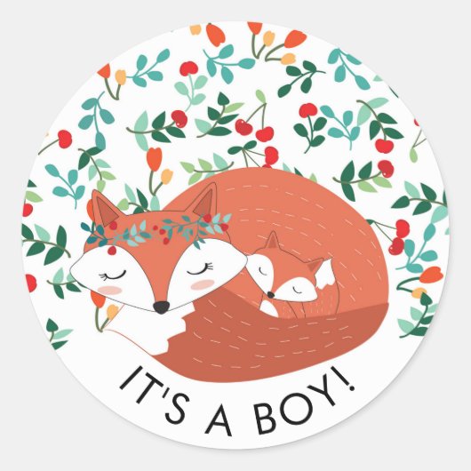Woodland Fox Es ist ein Boy-Gefallen Sticker (Vorderseite)