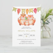 Woodland Fox Family Minimal Kinderdusche Einladung (Stehend Vorderseite)