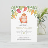 Woodland Fox Family Party Minimal Babydusche Einladung (Stehend Vorderseite)