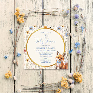 Woodland Fox Floral Baby Girl Dusche Einladung