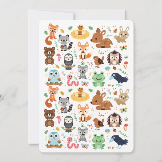 Woodland Fox & Forest Animal Baby Dusche einladen Einladung (Rückseite)