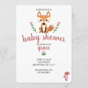 Woodland Fox & Forest Animal Baby Dusche einladen Einladung