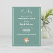 Woodland Fox Forest Baby Dusche Einladung (Stehend Vorderseite)