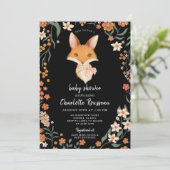 Woodland Fox Girl Babydusche Einladung (Stehend Vorderseite)