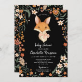 Woodland Fox Girl Babydusche Einladung (Vorne/Hinten)