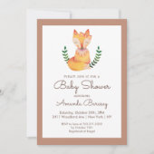 Woodland Fox Girls Babydusche Einladung (Vorderseite)