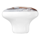 Woodland Fox Gray Blätter Winter Watercolor Keramikknauf (Seitenansicht)