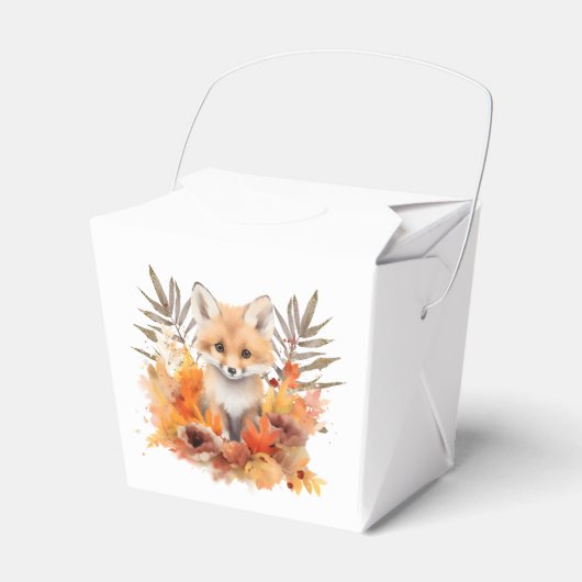 Woodland Fox Greenery Aquarellleaf Kinderdusche Geschenkschachtel (Vorderseite)