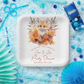 Woodland Fox Greenery Aquarellleaf Kinderdusche Pappteller (Party)
