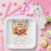 Woodland Fox Greenery Aquarellleaf Kinderdusche Pappteller (Party)