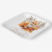 Woodland Fox Greenery Aquarellleaf Kinderdusche Pappteller (Gewinkelt)