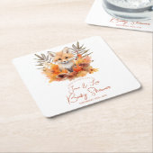 Woodland Fox Greenery Aquarellleaf Kinderdusche Rechteckiger Pappuntersetzer (angewinkelt)