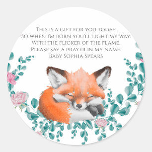Woodland Fox Greenery - Kerzenetikett für Gebete Runder Aufkleber
