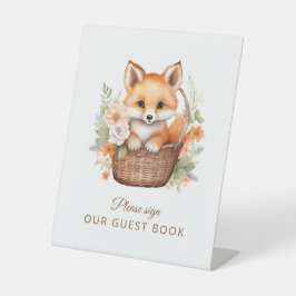 Woodland Fox Guest Book Baby Shower Sockelschild