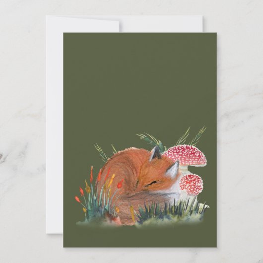 Woodland Fox Herbst Babydusche | HÜTTE Einladung (Rückseite)