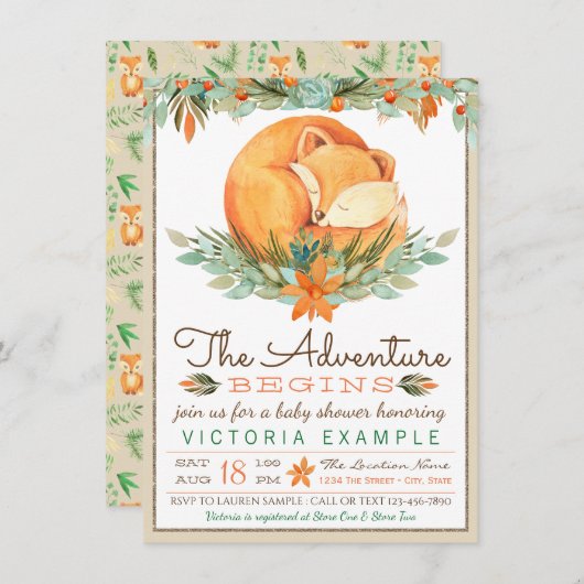 Woodland Fox Herbst Herbstdusche Einladungen (Vorne/Hinten)