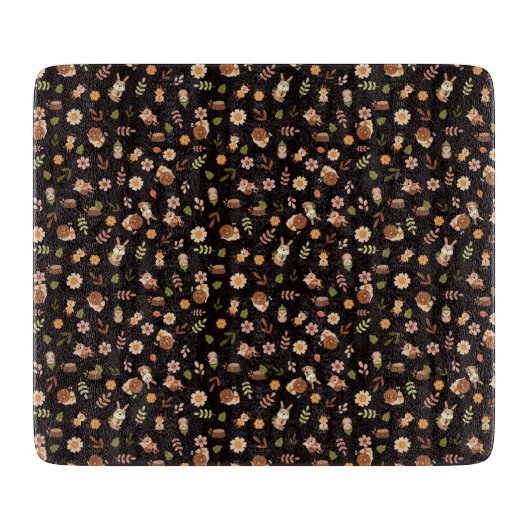 Woodland Fox Herbstthema dunkel Schneidebrett (Vorderseite)