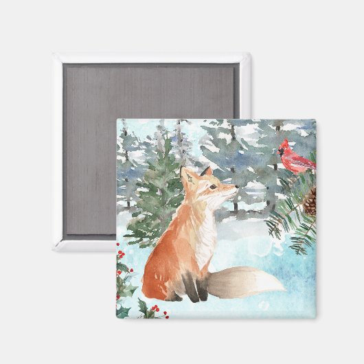 Woodland Fox Holiday Magnet (Vorderseite/Rückseite)