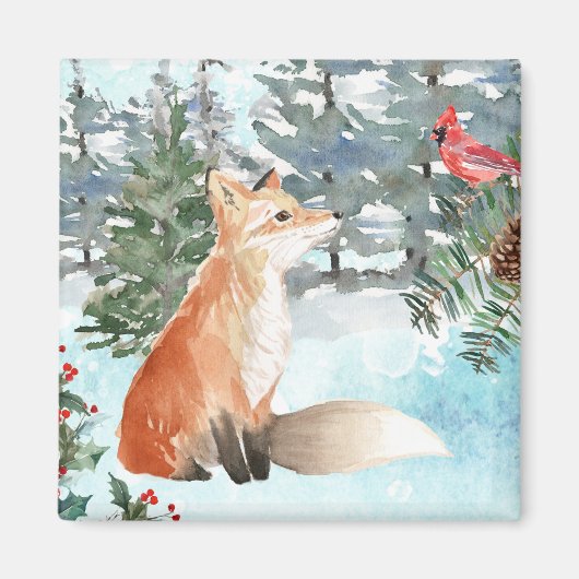 Woodland Fox Holiday Magnet (Vorne)