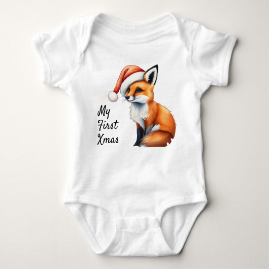 Woodland fox My First Xmas Baby One-piece Baby Strampler (Vorderseite)