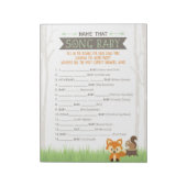Woodland Fox Name, das Song Baby Dusche Spiel Notizblock (Rotiert)