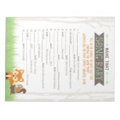 Woodland Fox Name, das Song Baby Dusche Spiel Notizblock (Vorderseite)