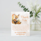 Woodland Fox Niedlich Baby Dusche Danke Karte (Stehend Vorderseite)
