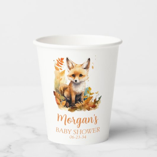 Woodland Fox Niedliche Babydusche Pappbecher (Vorderseite)