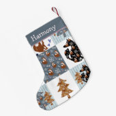 Woodland Fox Nordic Quilt Pattern Girls Kleiner Weihnachtsstrumpf (Rückseite (Hängend))