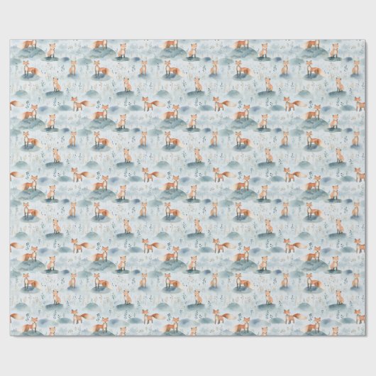Woodland Fox Nursery Design,Baby Boy Forest Animal Geschenkpapier (Flach)