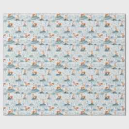 Woodland Fox Nursery Design, Baby Boy Waldtiere Geschenkpapier