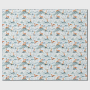 Woodland Fox Nursery Design, Baby Boy Waldtiere Geschenkpapier