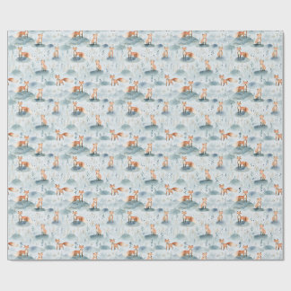 Woodland Fox Nursery Design, Baby Boy Waldtiere Geschenkpapier