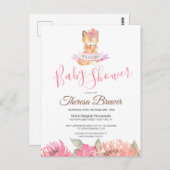 Woodland Fox Pink Aquarell Blumenspülung Dusche Postkarte (Vorne/Hinten)