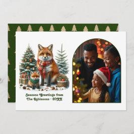 Woodland Fox Rustic Forest Christmas Photo Feiertagskarte
