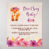 Woodland Fox sagt kein Baby Game Poster (Vorne)